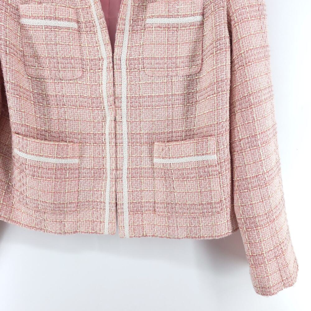 Jaclyn Smith 6 Vintage 90s Twee Quiet Luxury Coquette Tweed Fringe Short Blazer - Picture 4 of 16